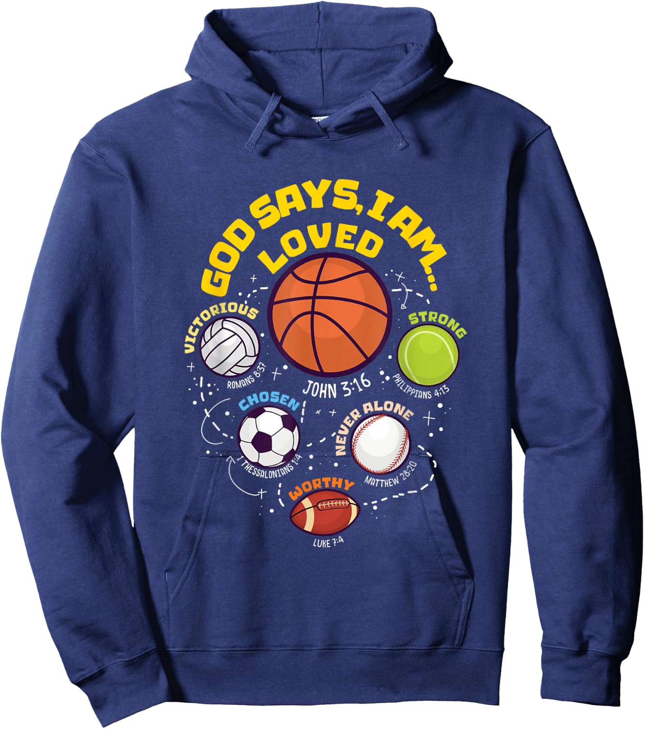 God Says I Am - Christian Boy Teen Athlete Hoodie - Hoodie | Navy
