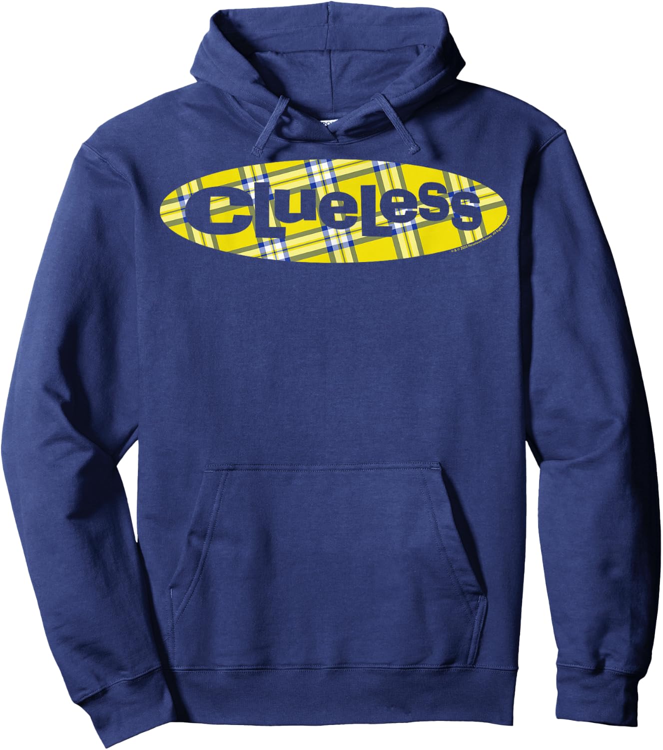 Clueless Plaid Movie Chest Logo Hoodie - Hoodie | Navy