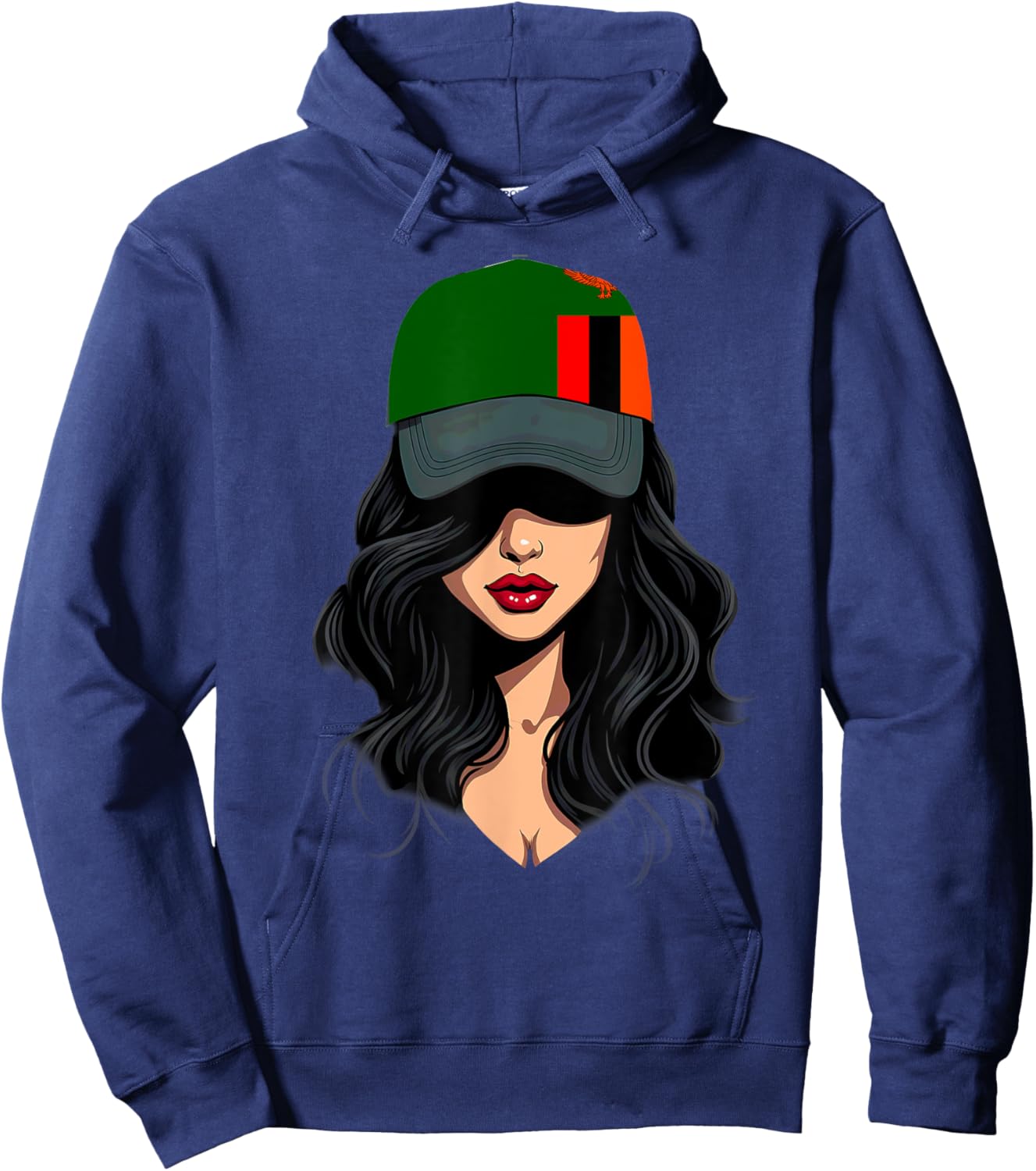 Patriotic Zambian Girl Zambia Flag Hoodie - Hoodie | Navy