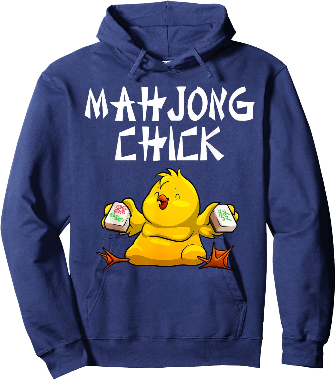 Funny Mahjong Chick Design Girls Mahjong Player Hoodie - Hoodie | Navy