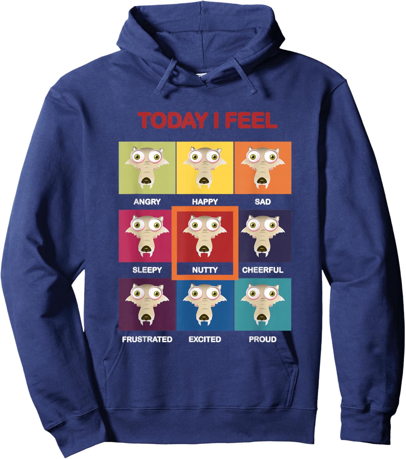 Ice Age Scrat Today I Feel Nutty Mood Chart Hoodie - Hoodie | Navy