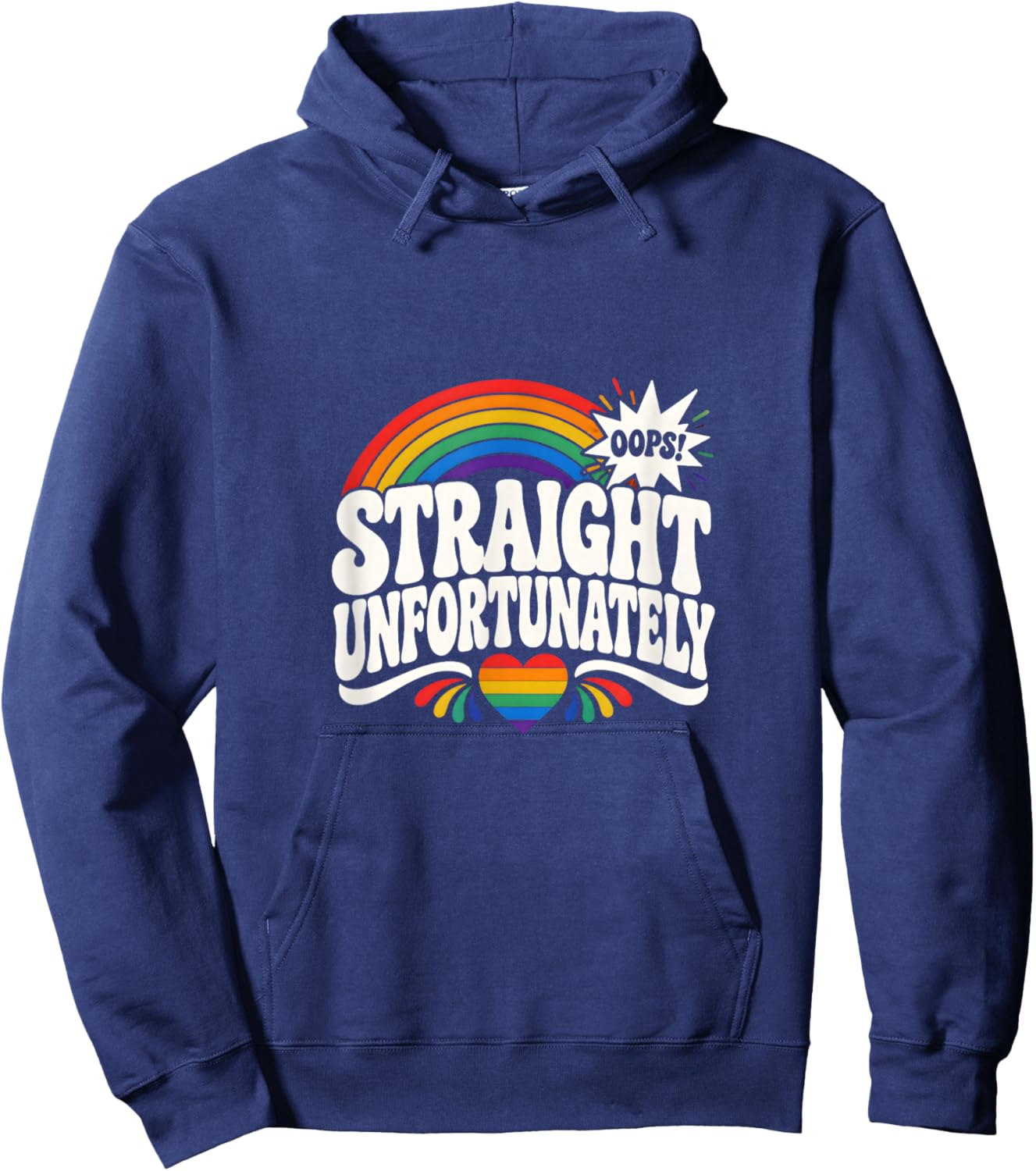 Straight Unfortunately LGBTQ Ally Retro Hoodie - Hoodie | Navy