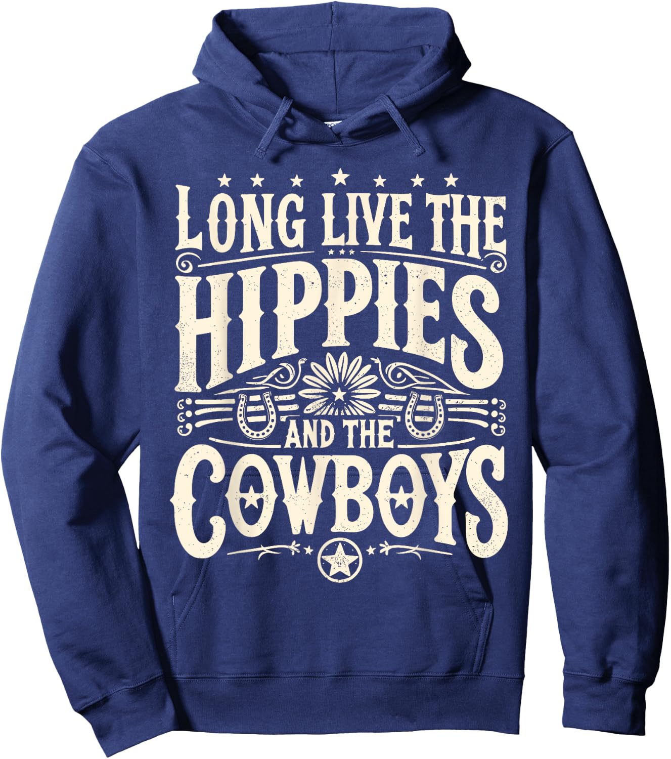Long Live The Hippies And The Cowboys Country Hoodie - Hoodie | Navy