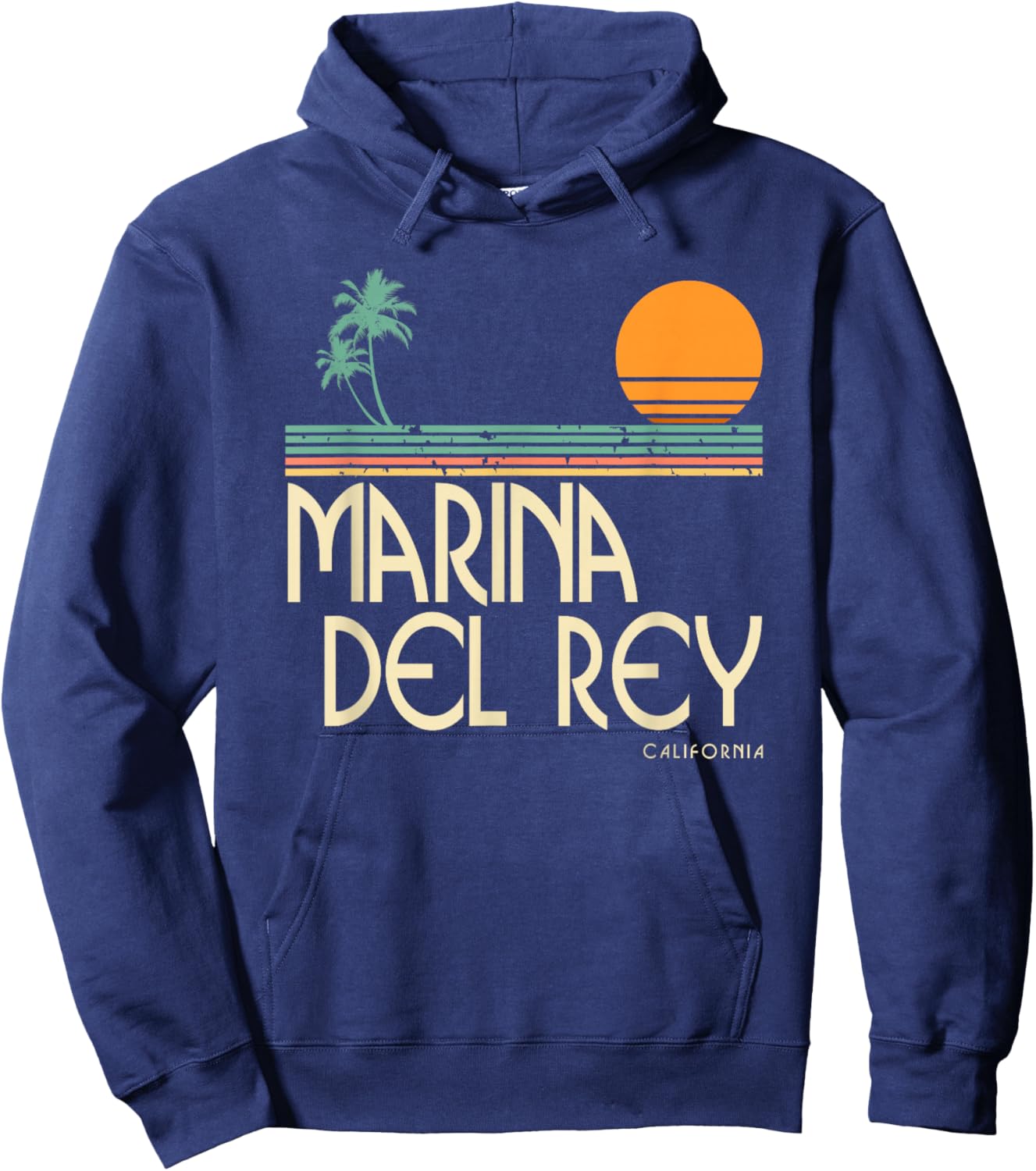 Vintage Marina Del Rey California Hoodie - Hoodie | Navy
