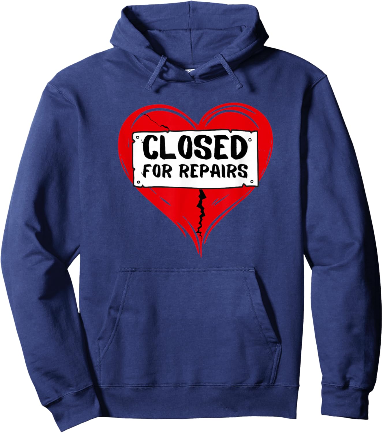 Closed for Repairs Broken Heart Hoodie - Hoodie | Navy