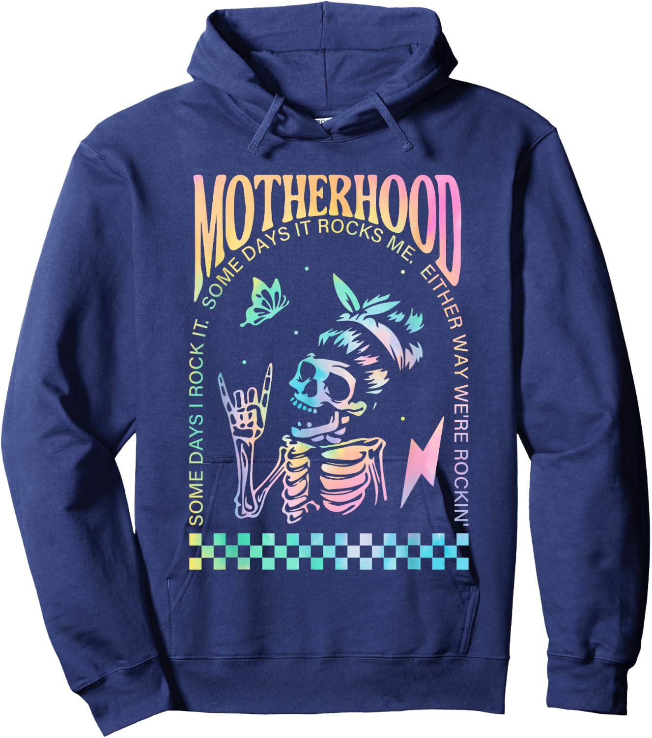 Rockin' Motherhood Tie Dye Hoodie - Hoodie | Navy