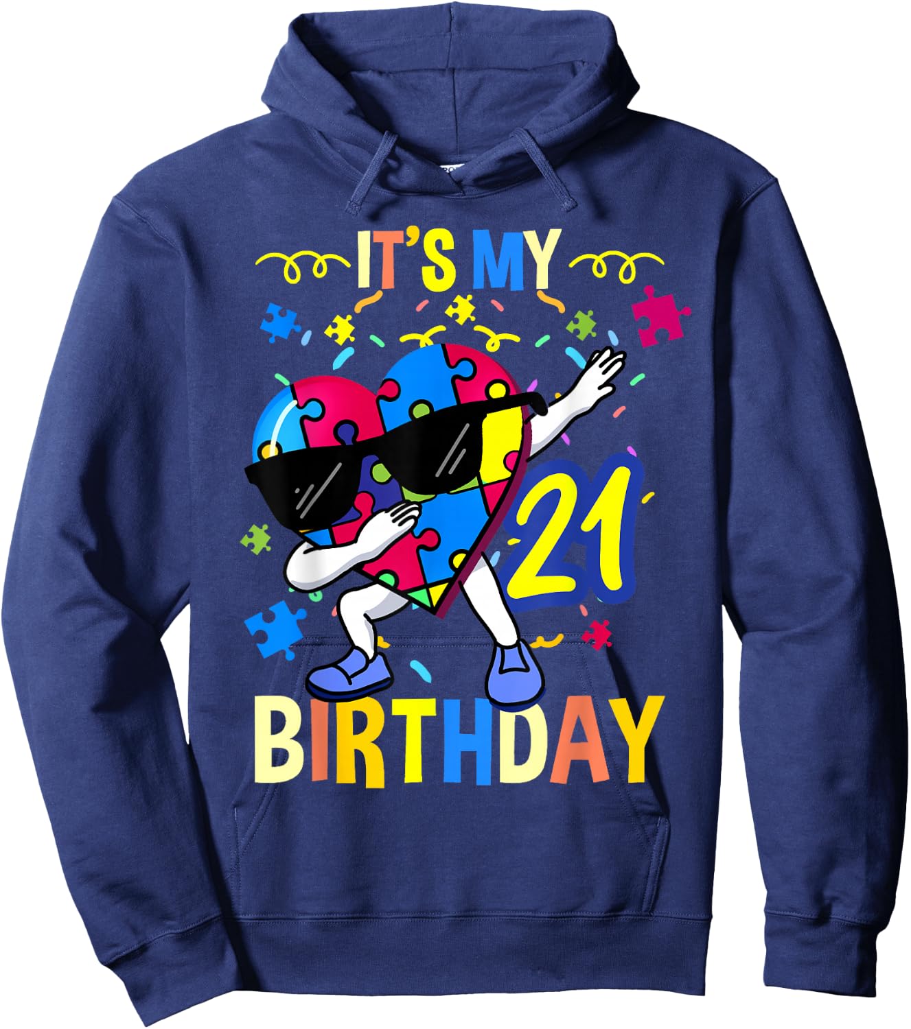 Its My 21st Birthday Dabbing Autism Puzzle Hoodie - Hoodie | Navy