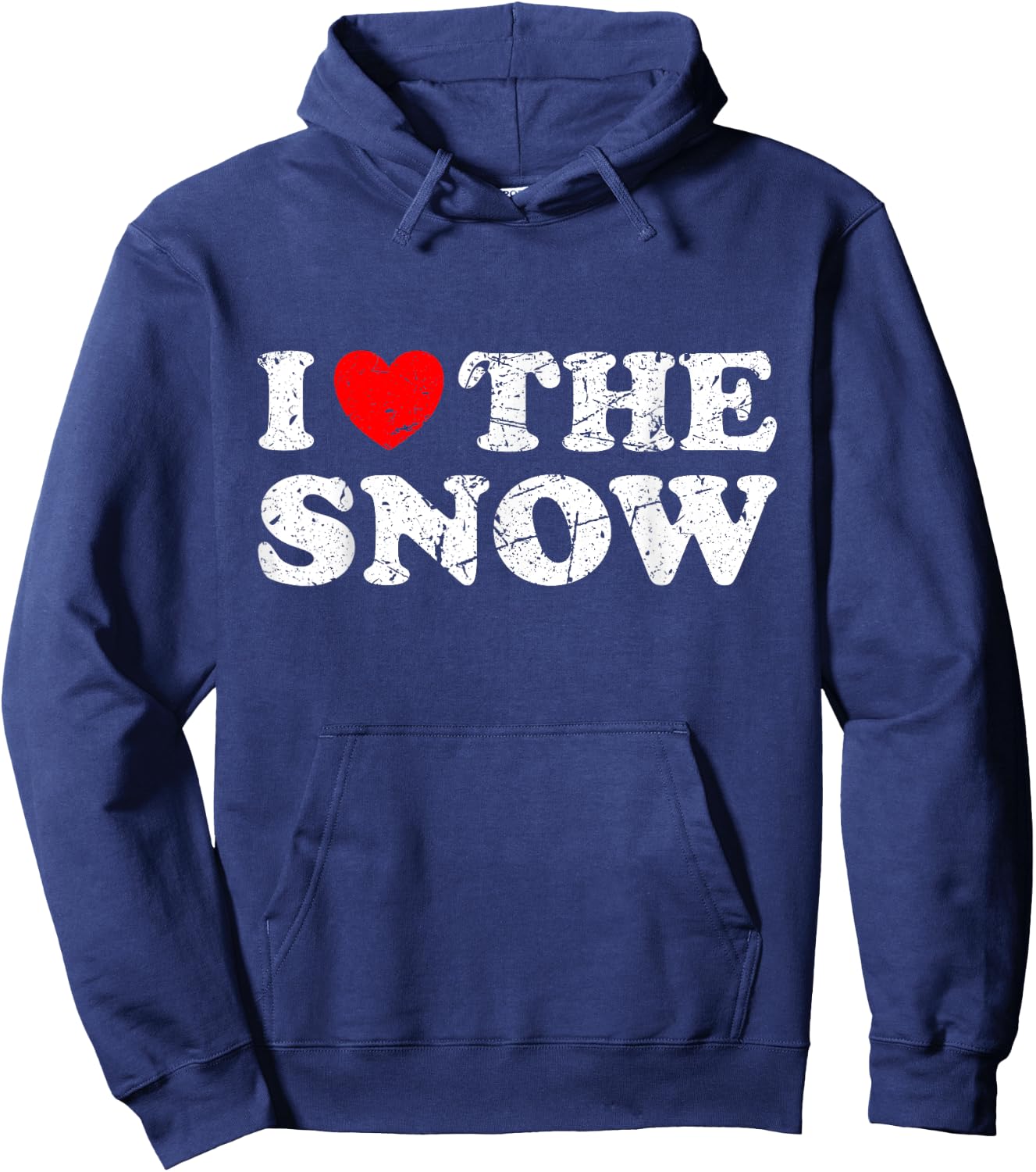 Distressed I Heart The Snow I Love The Snow Hoodie - Hoodie | Navy