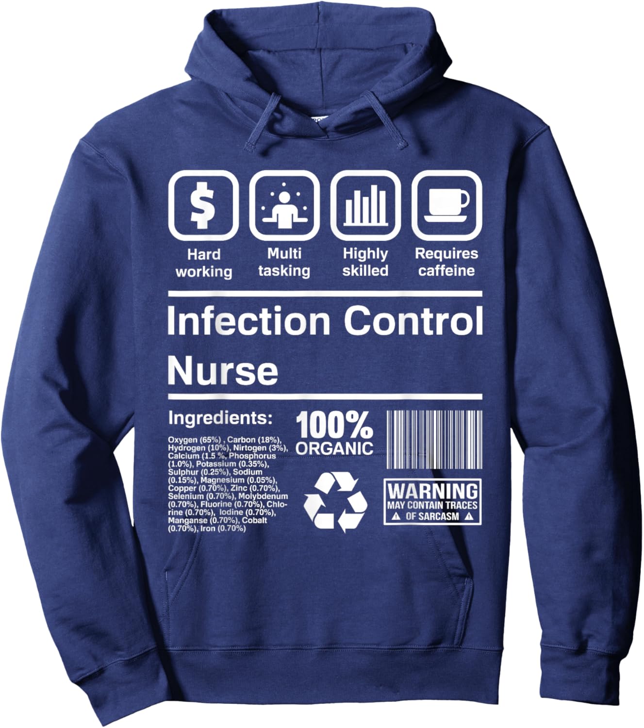 E-Z Apparel Infection Control Nurse Funny Gift Hoodie - Hoodie | Navy