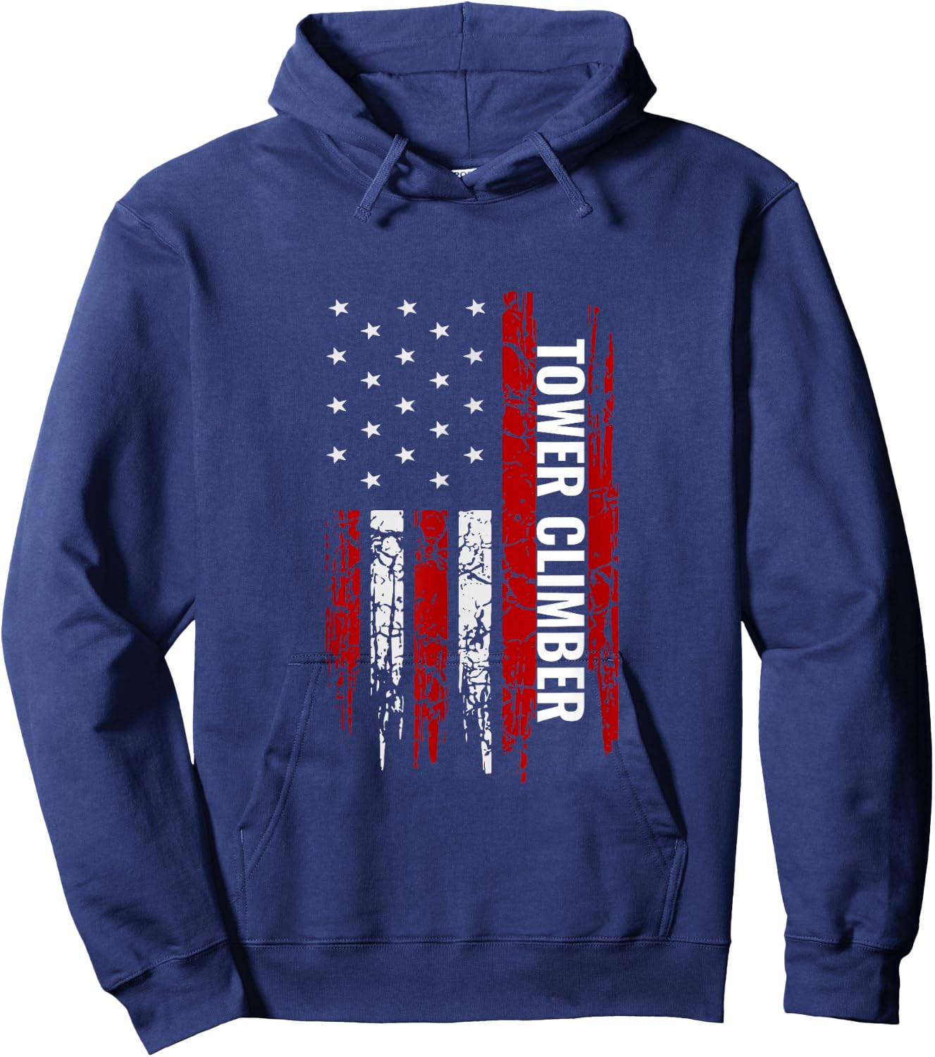 Tower Climber American USA Flag Climbing Men Hoodie - Hoodie | Navy