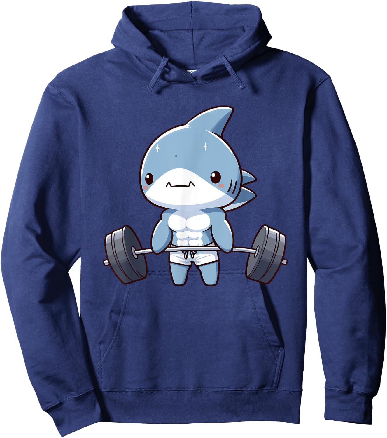 Cute Muscular Shark Weightlifting Funny Workout Hoodie - Hoodie | Navy