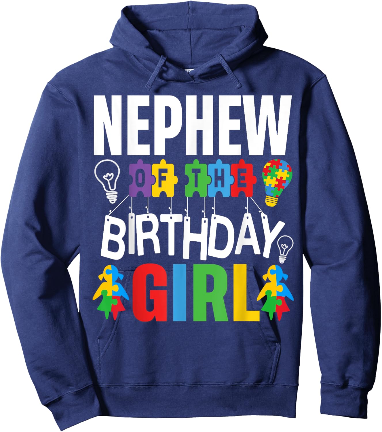 Nephew Of The Birthday Girl Autism Hoodie - Hoodie | Navy