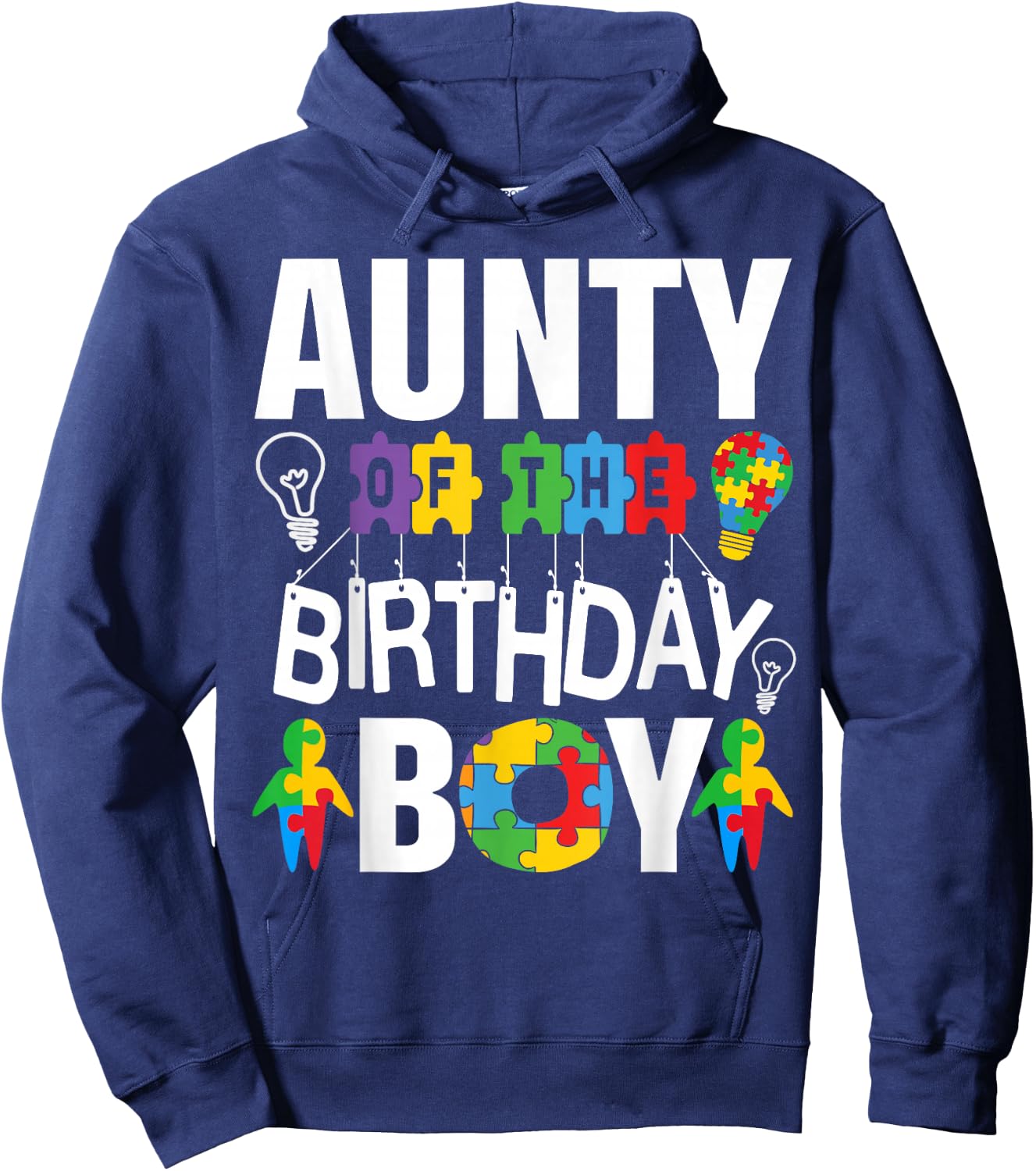 Aunty Of The Birthday Boy Autism Aunt Hoodie - Hoodie | Navy