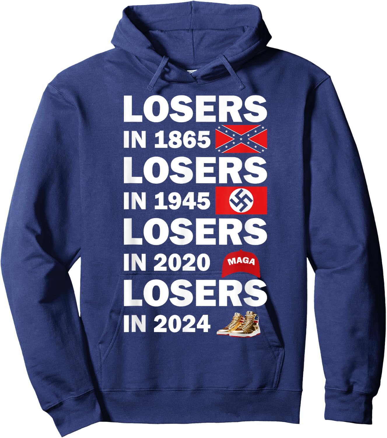 Funny Losers In 2024 Shirt, Small, Black Hoodie - Hoodie | Navy