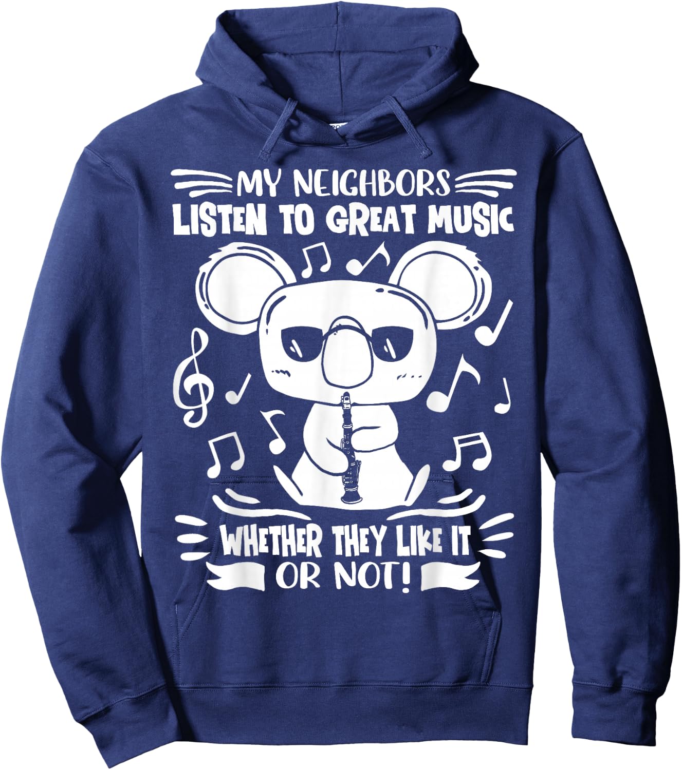 Clarinet Player Clarinet Koala with Clarinet Hoodie - Hoodie | Navy