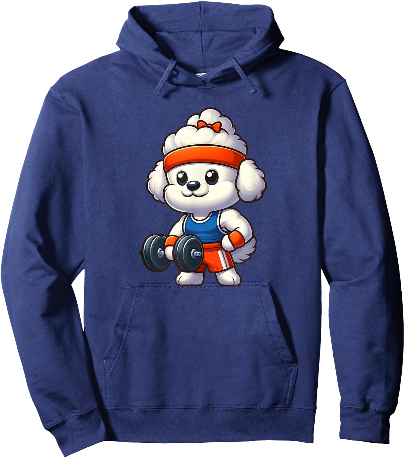 Bichon Frise Workout Dog Funny Weightlifting Hoodie - Hoodie | Navy