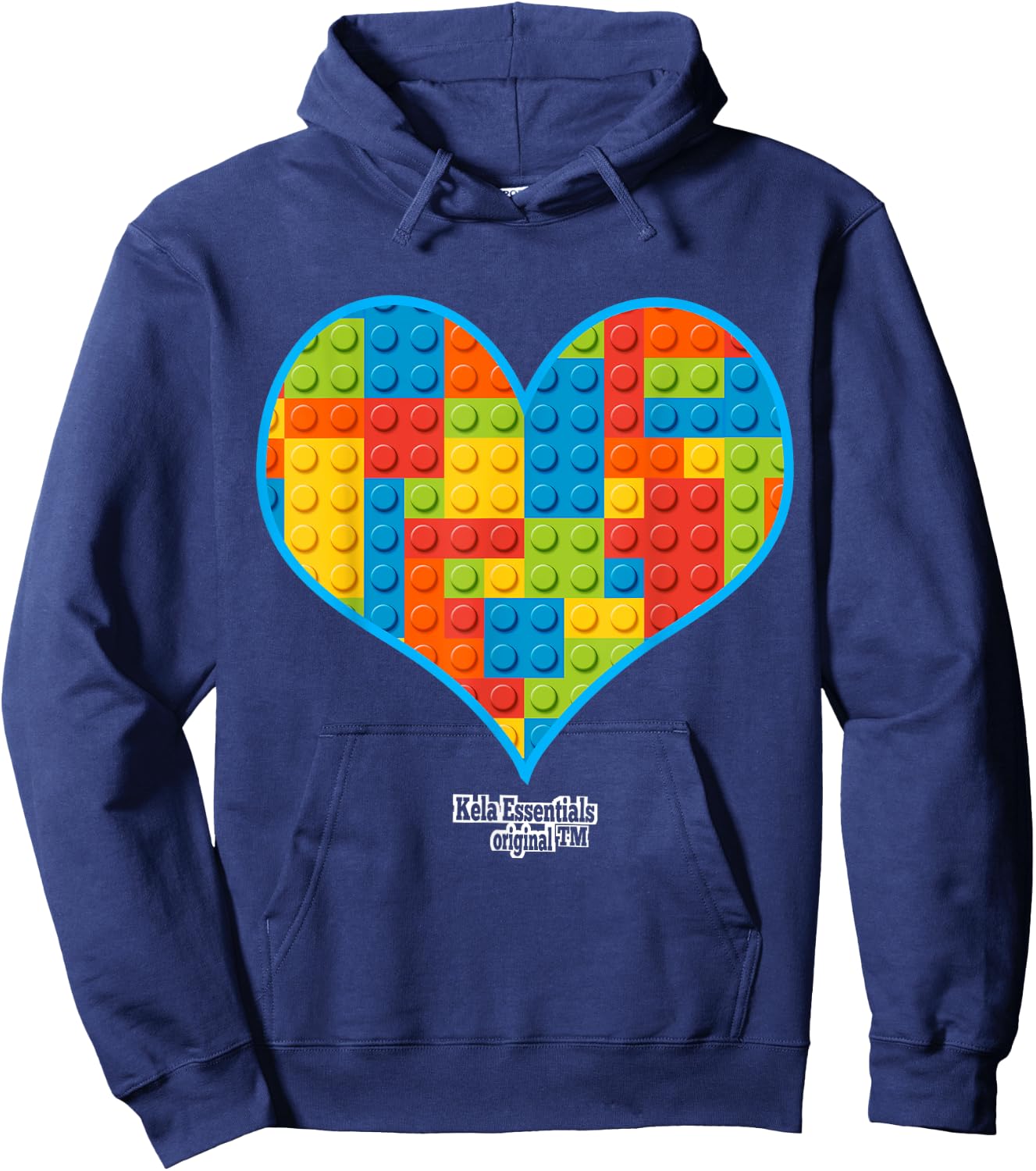Valentines Day For Boys Block Brick Heart Hoodie - Hoodie | Navy