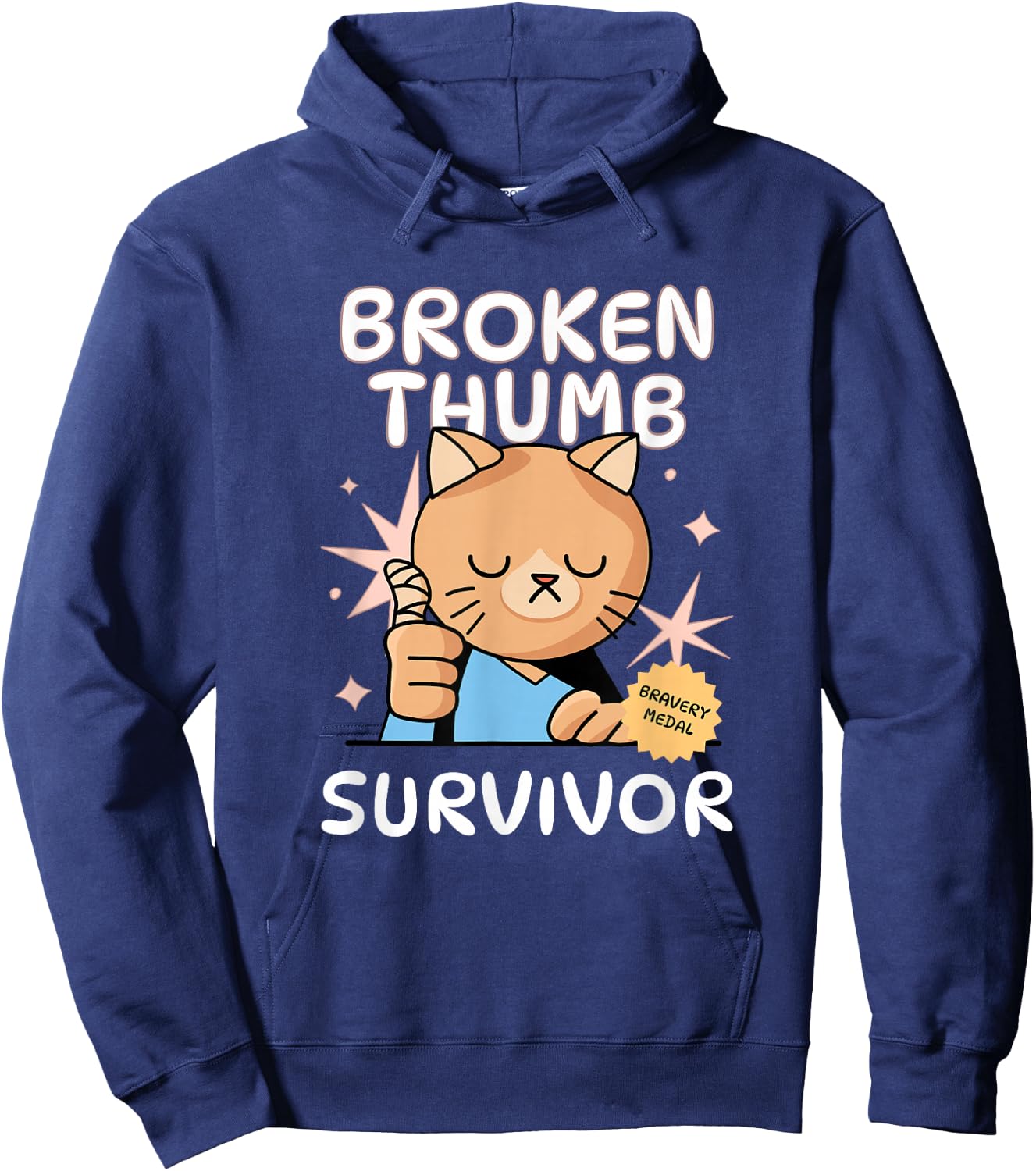 Broken Thumb Survivor | Broken Thumb Finger Hoodie - Hoodie | Navy
