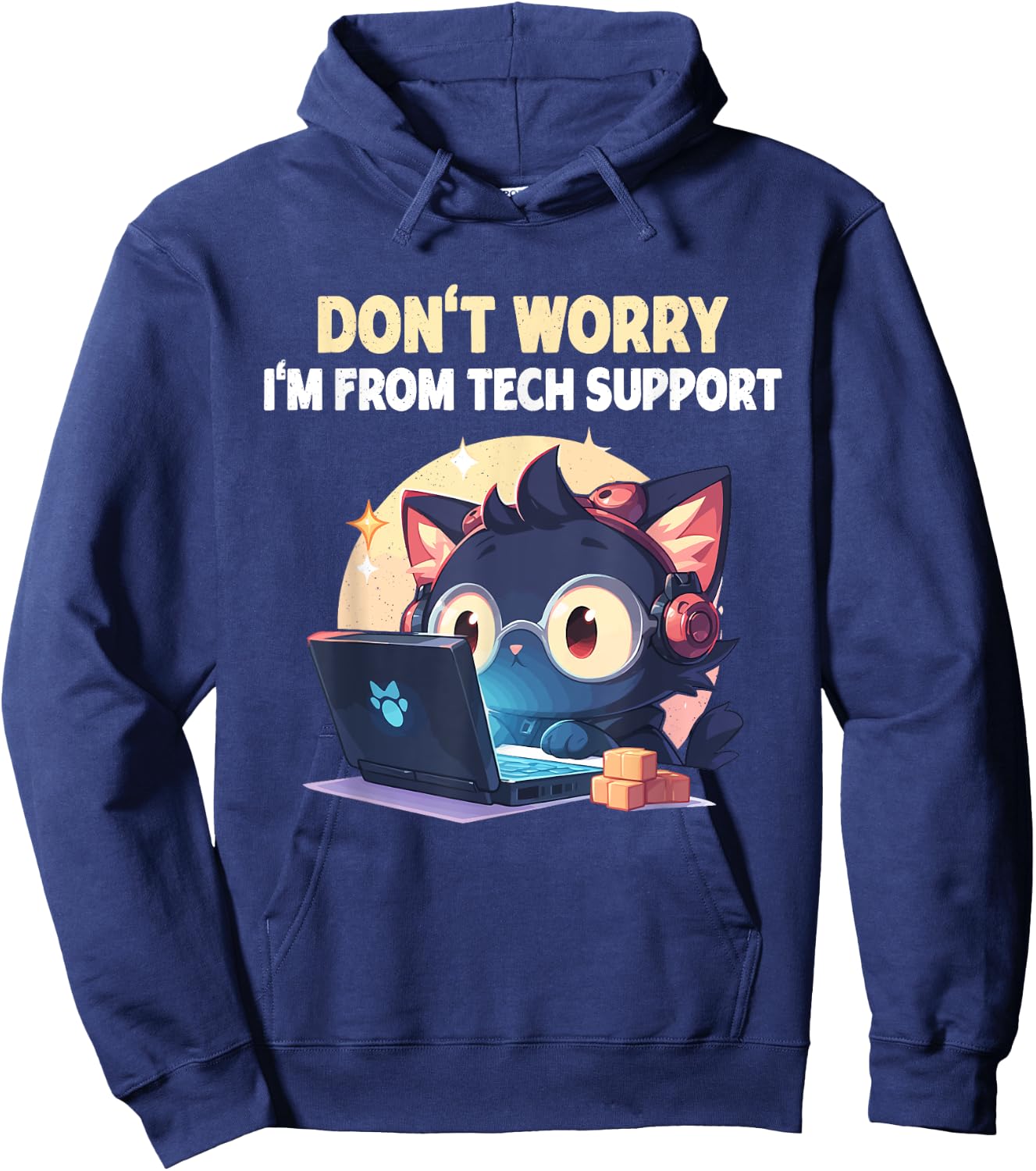 Cat Don't Worry I'm From Tech Support Hoodie - Hoodie | Navy