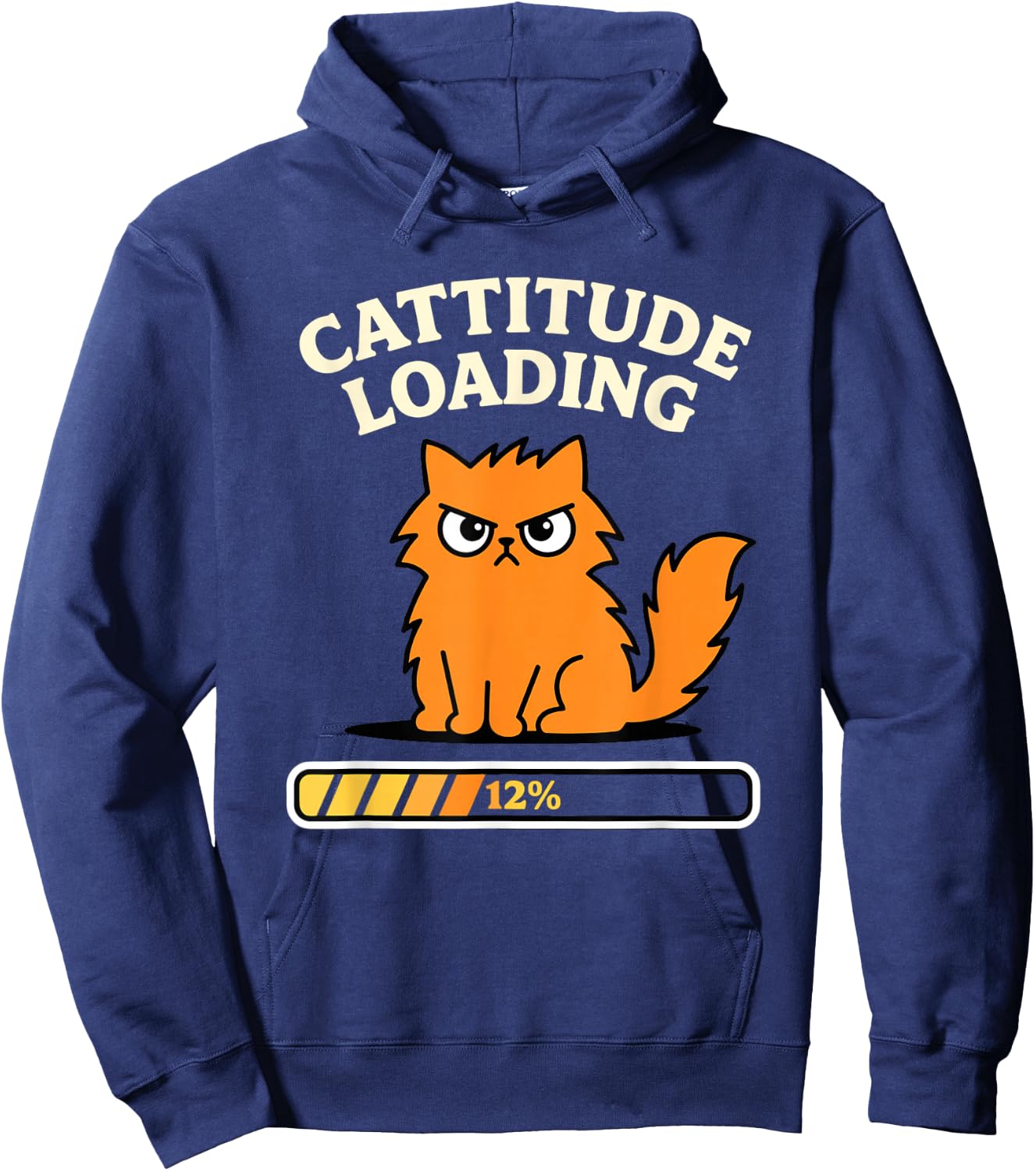 Cattitude Loading Funny Cat Low Energy Hoodie - Hoodie | Navy