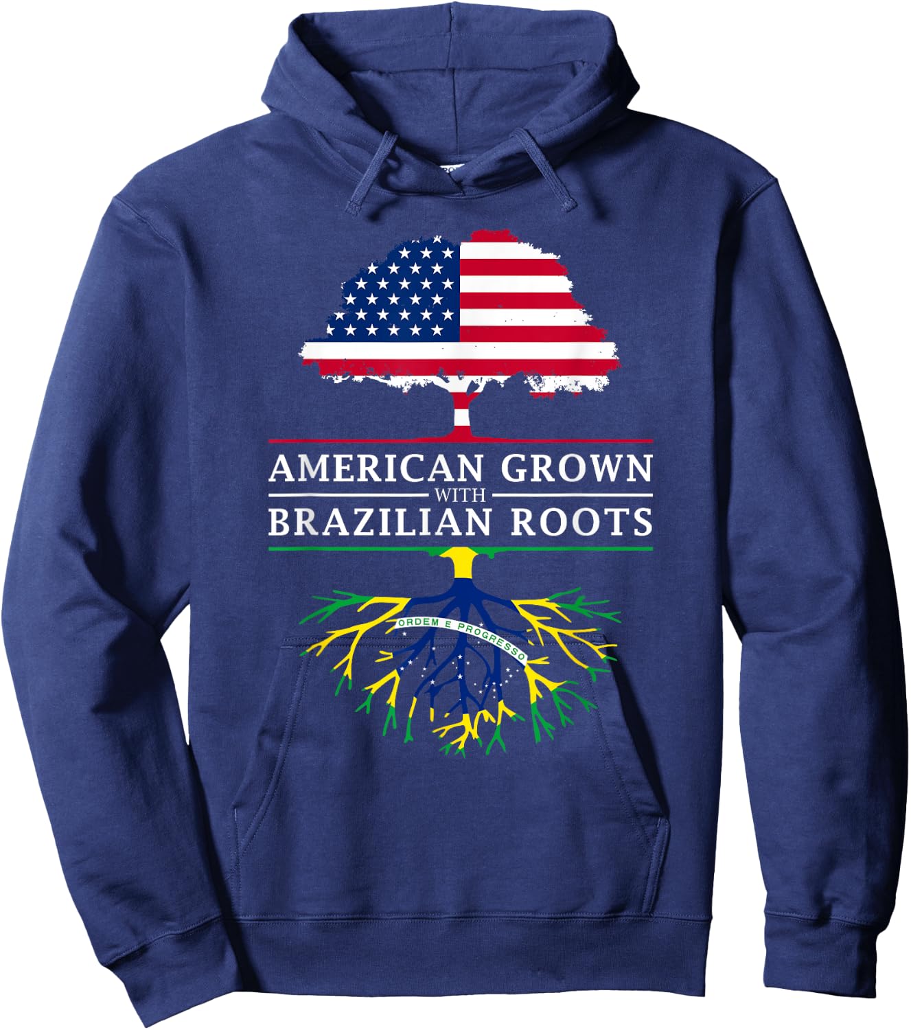 American Grown with Brazilian Roots - Brazil Hoodie - Hoodie | Navy