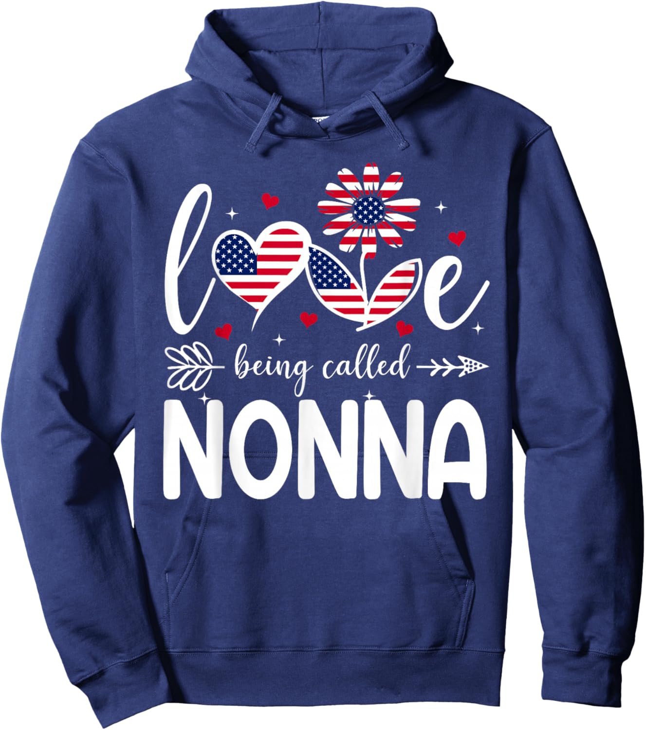 I Love Being Called Nonna USA Flag Mothers Day Hoodie - Hoodie | Navy