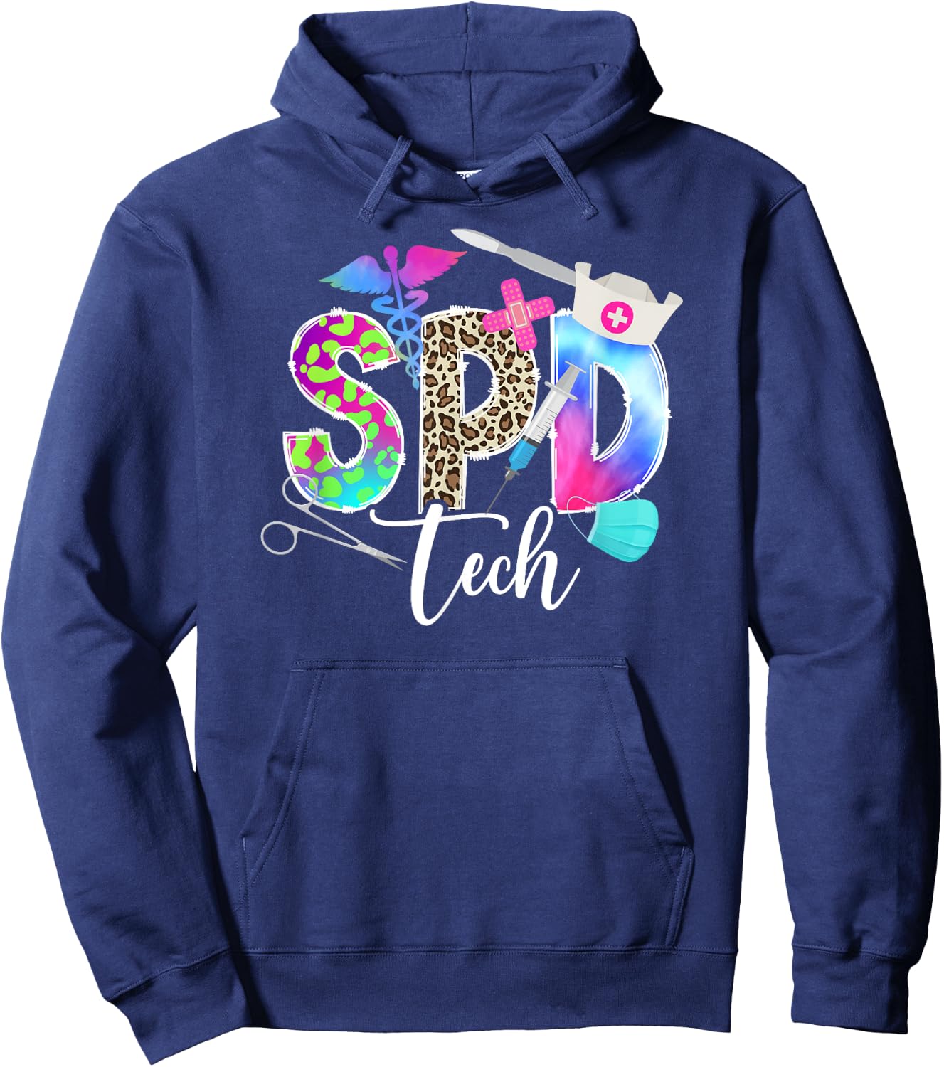 SPD Tech Leopard Sterile Processing Tech Hoodie - Hoodie | Navy