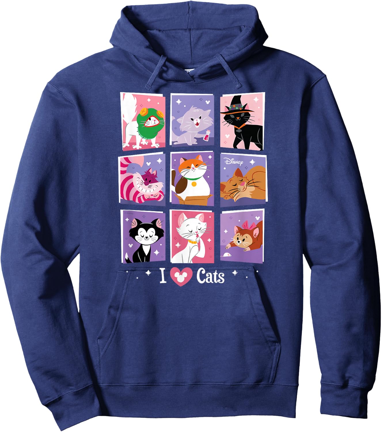 Disney - I Heart Cats Grid Hoodie - Hoodie | Navy