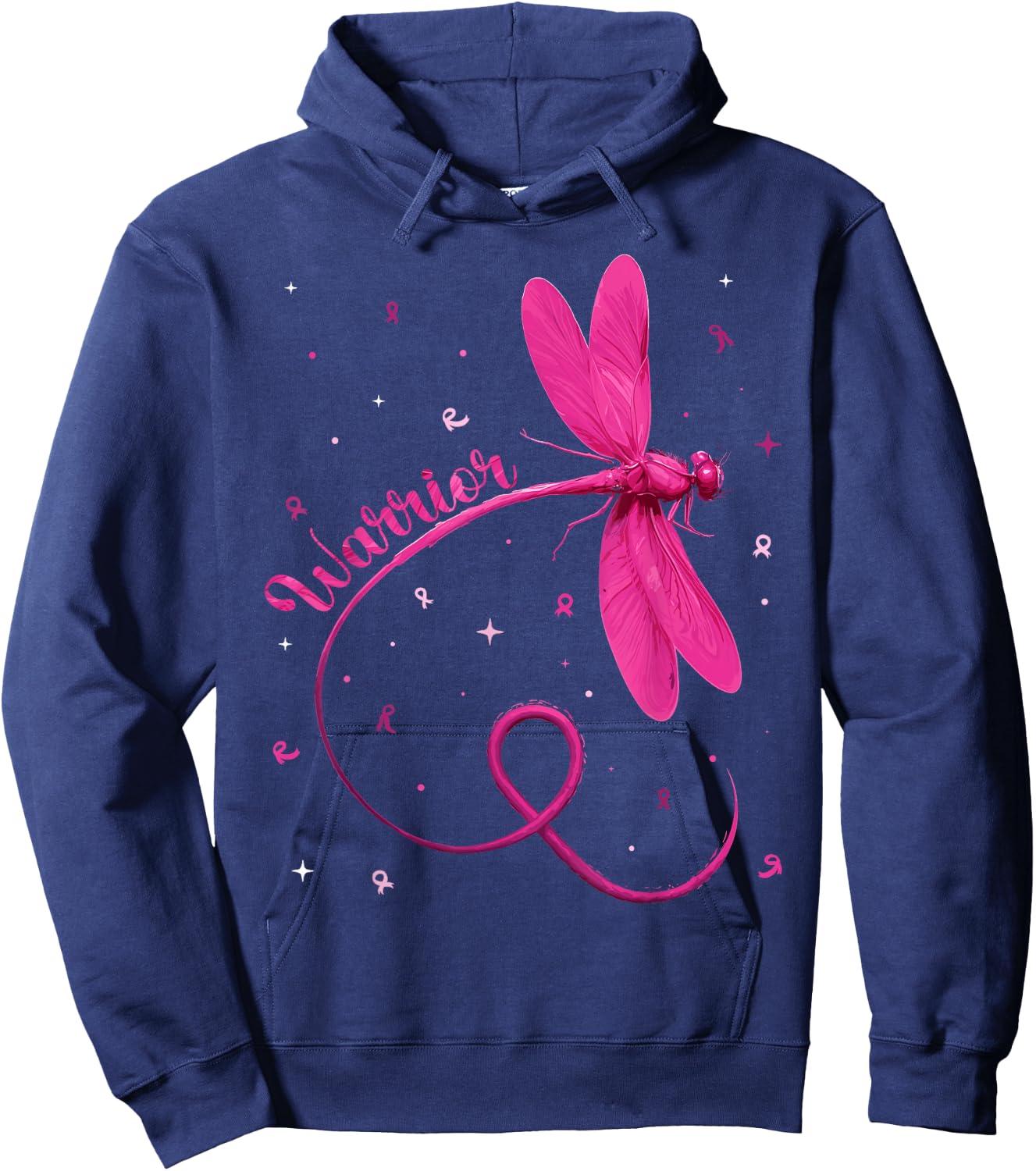 Pink Dragonfly Breast Cancer Warrior Hoodie - Hoodie | Navy