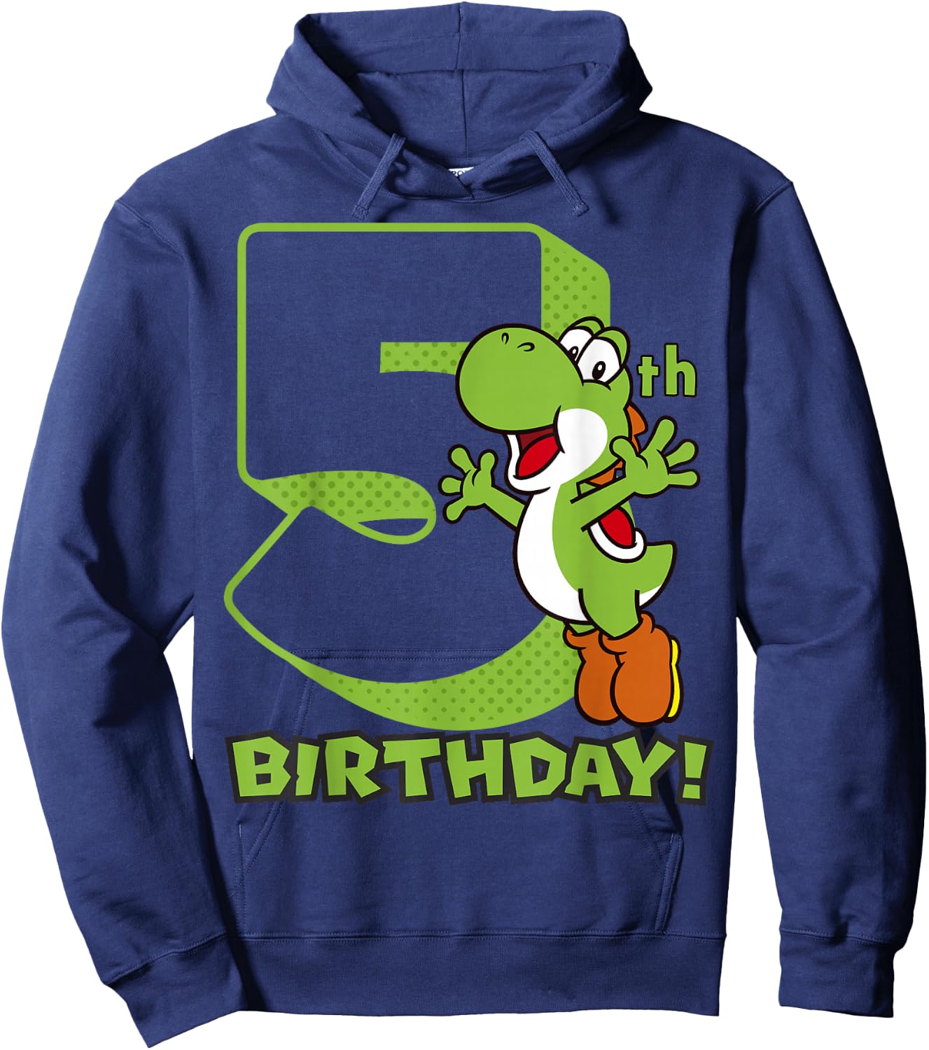 Super Mario Yoshi 5th Birthday Action Portrait Hoodie - Hoodie | Navy