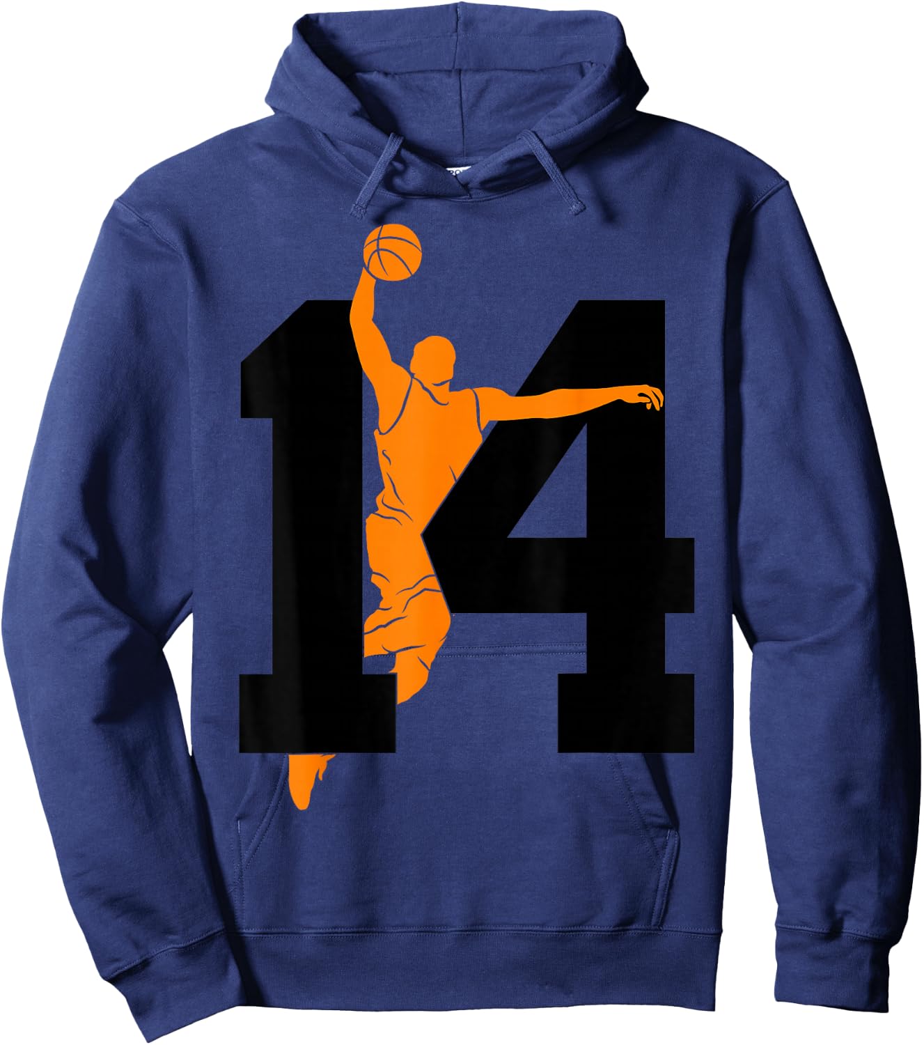Number 14 Years Basketball 14th Birthday Hoodie - Hoodie | Navy