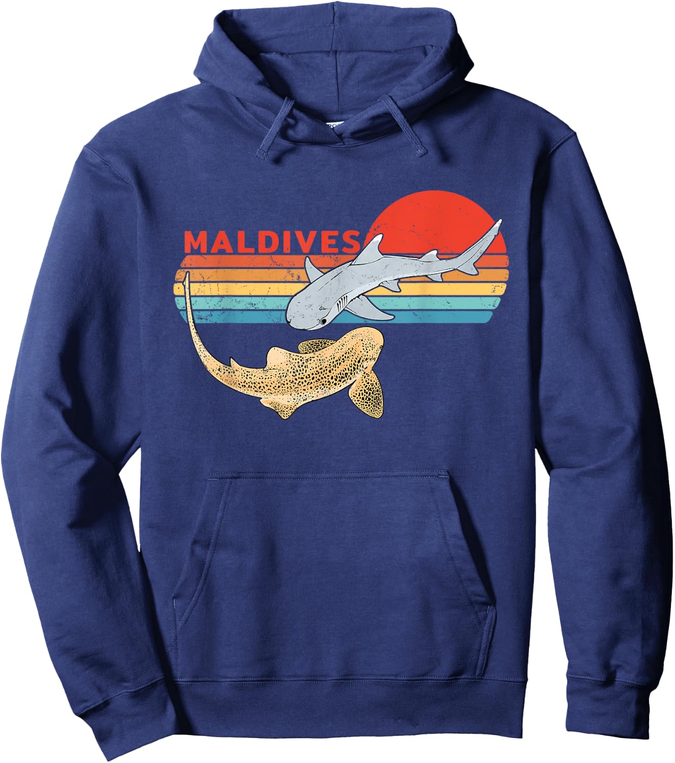 Zebra Shark Maldives Diving Retro Hoodie - Hoodie | Navy