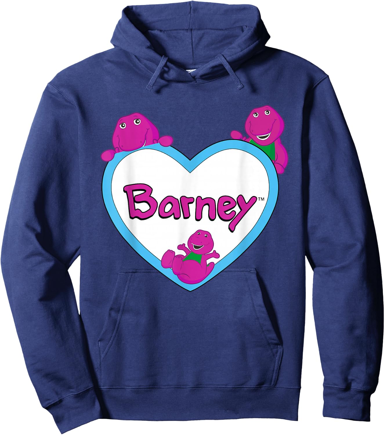 Barney - White and Blue Heart Hoodie - Hoodie | Navy