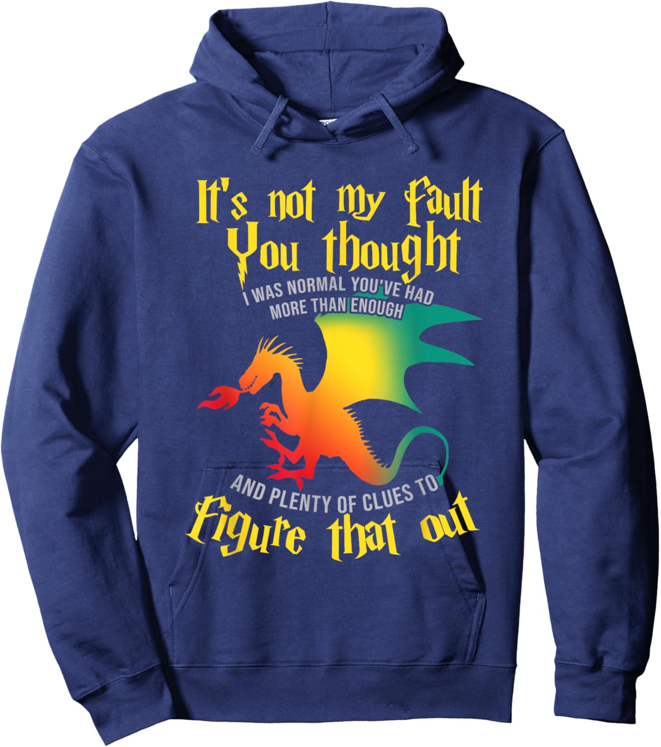 Dragon Shirt Men Myrhical Creature Fantasy Fire Hoodie - Hoodie | Navy