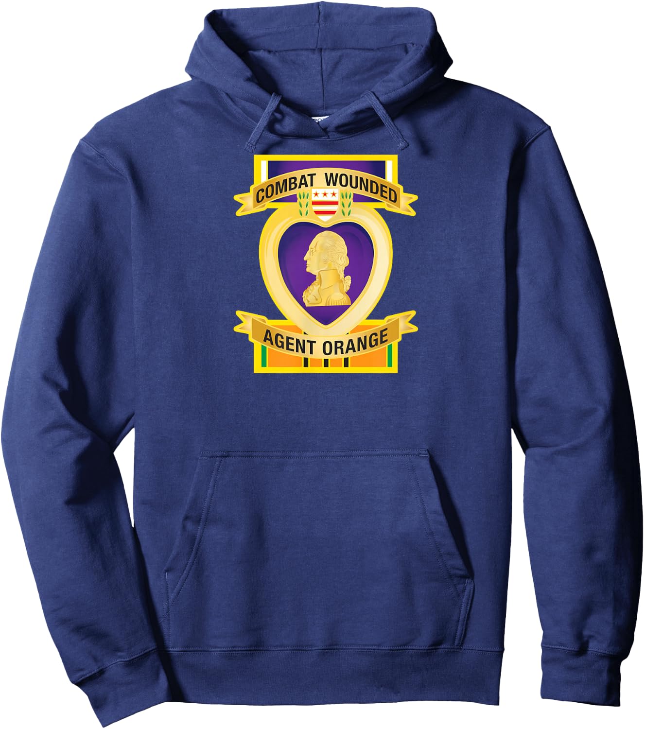 Combat Wounded Purple Heart Agent Orange Hoodie - Hoodie | Navy