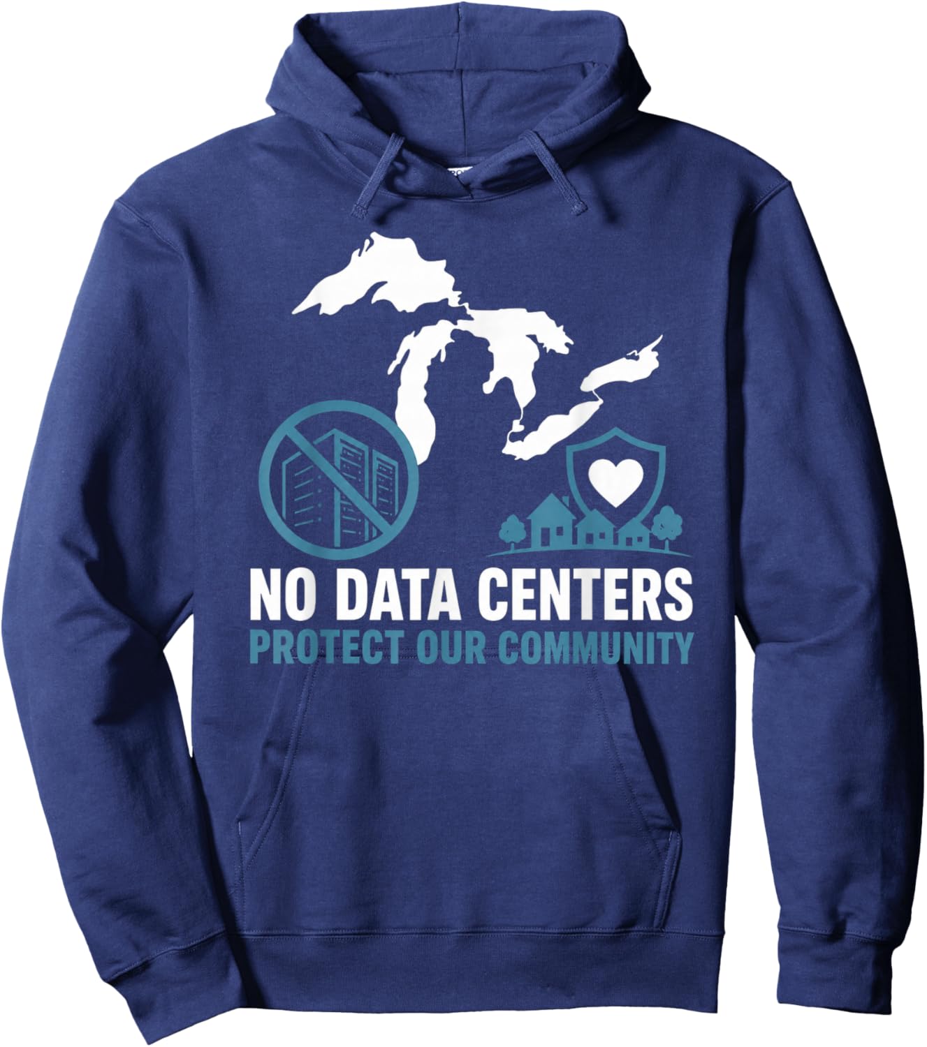 No Data Centers Protect Our Community Retro Hoodie - Hoodie | Navy