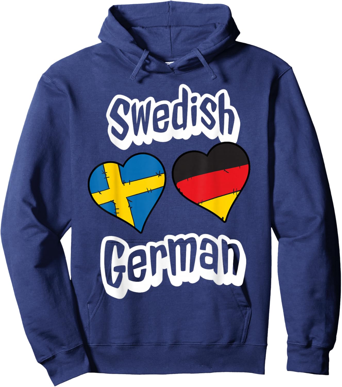 Swedish German Flag Heart Combo Sweden Germany Hoodie - Hoodie | Navy