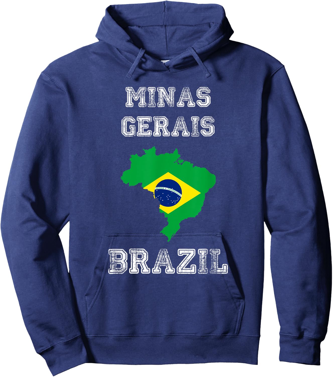 Brazil Distressed Flag Minas Gerais Pride Hoodie - Hoodie | Navy