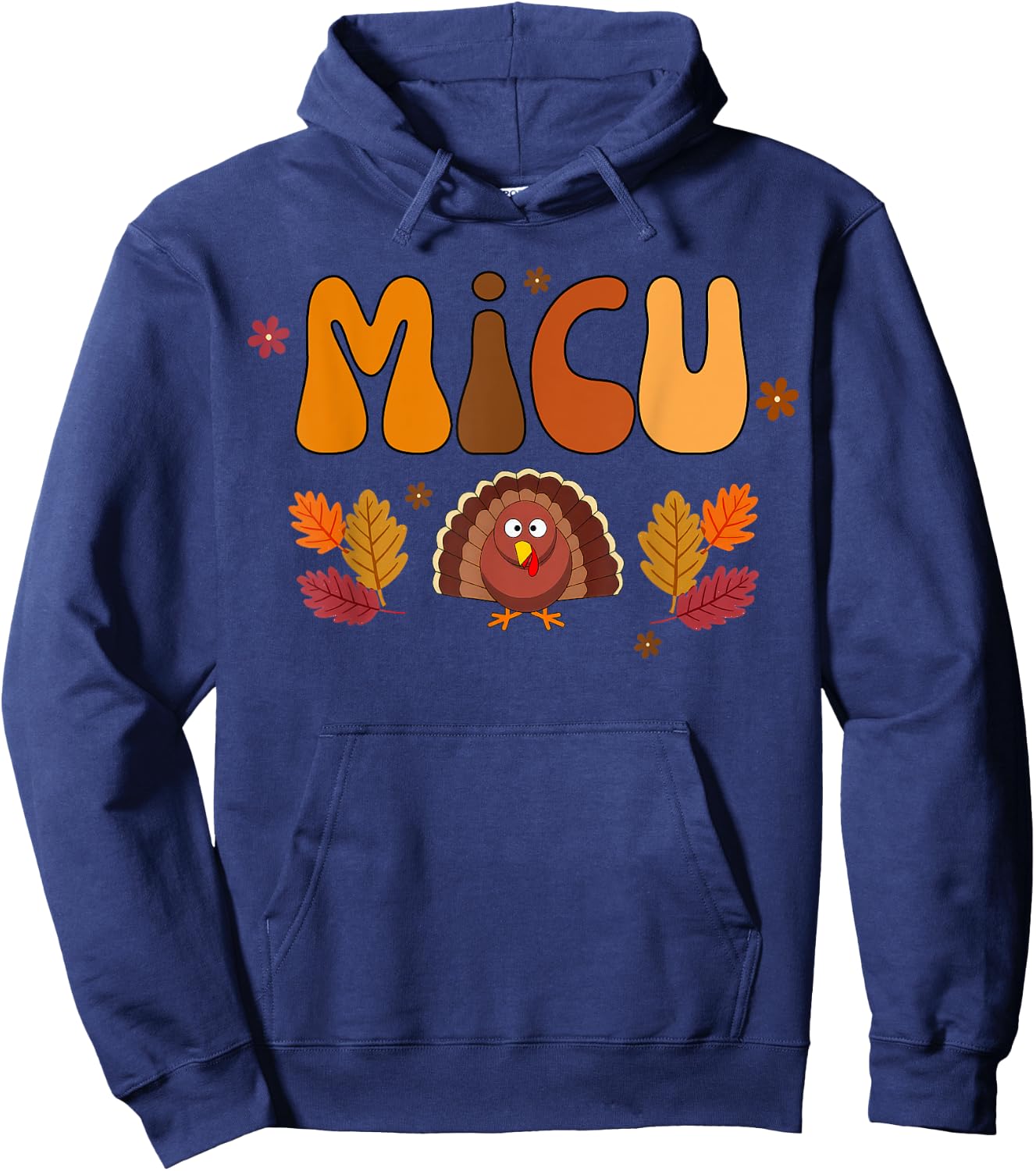 Vintage MICU Nurse Turkey Fall Thanksgiving Day Hoodie - Hoodie | Navy