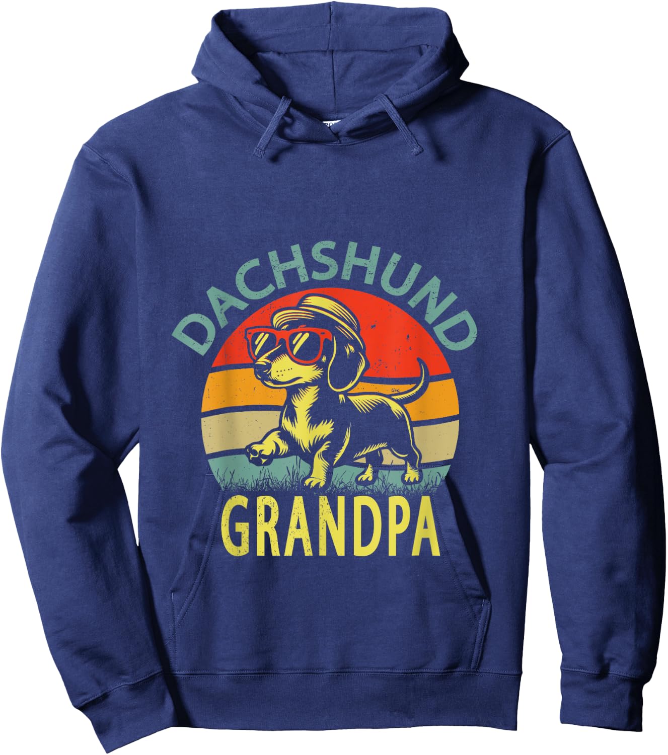 Funny Vintage Dachshund grandpa Father's Day Hoodie - Hoodie | Navy
