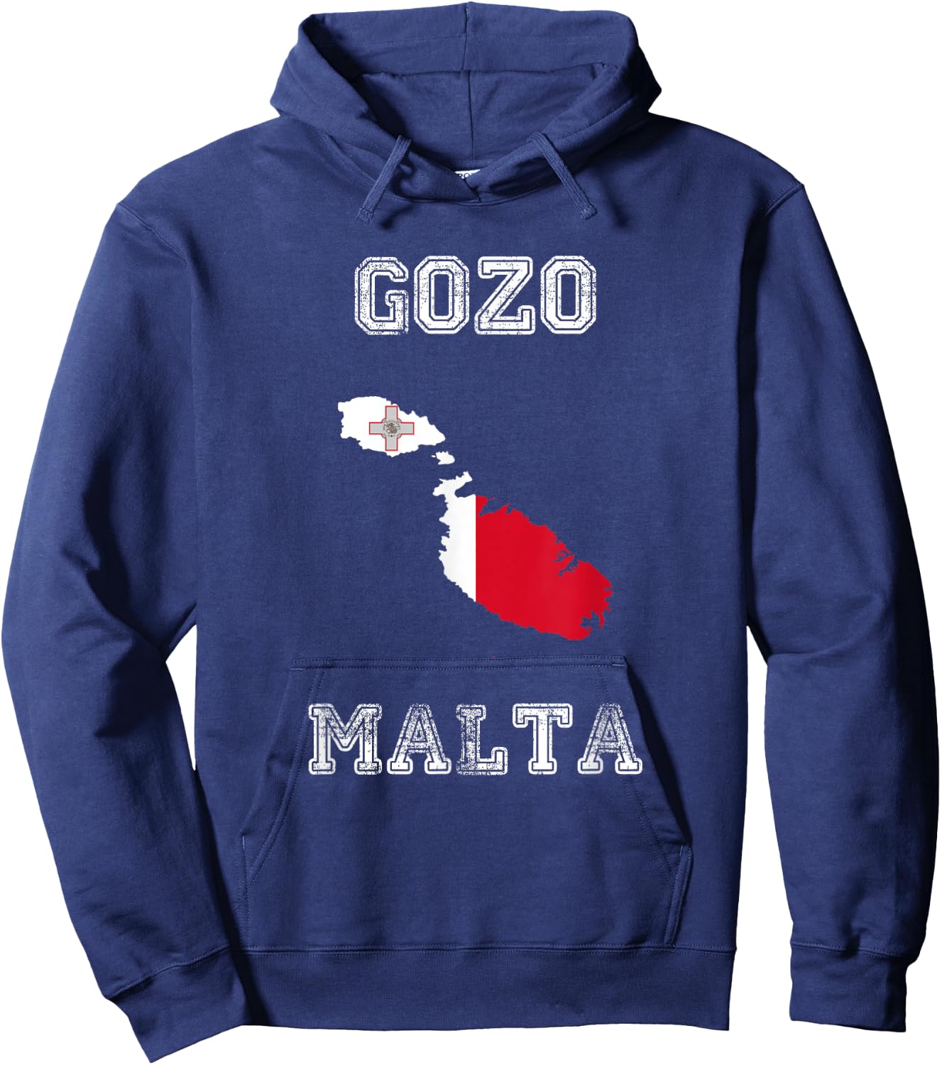 Malta Distressed Flag Gozo Pride Hoodie - Hoodie | Navy