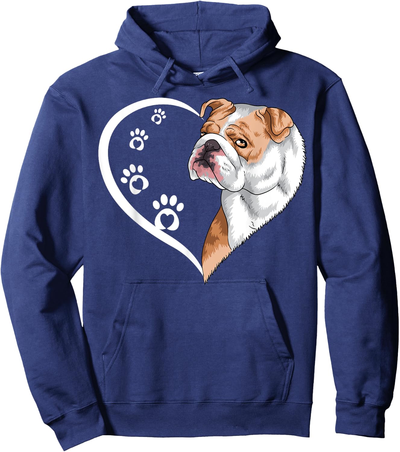 English Bulldog Shirts Girls Kids Heart Cute Hoodie - Hoodie | Navy