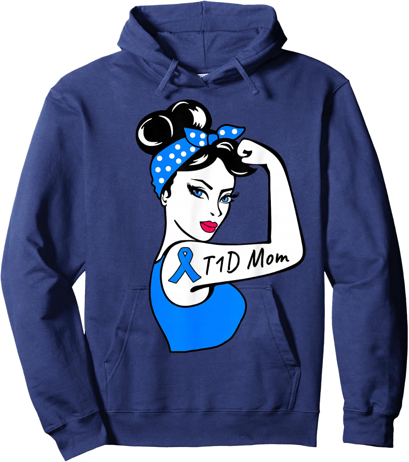 T1D Mom Shirt Type 1 Mom Diabetes Awareness Hoodie - Hoodie | Navy