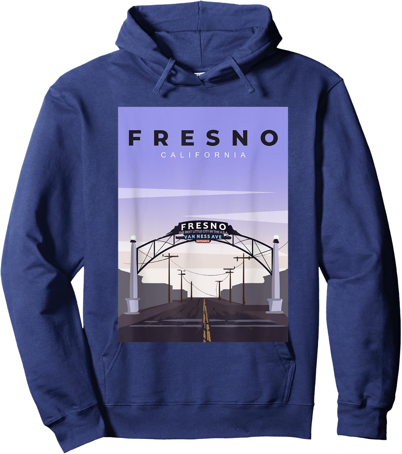Fresno Welcome Arch Fresno California Souvenir Hoodie - Hoodie | Navy