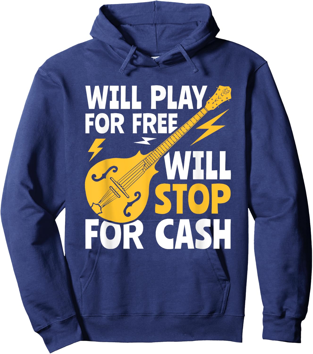 Will Play For Free Bluegrass Music Mandolin Hoodie - Hoodie | Navy