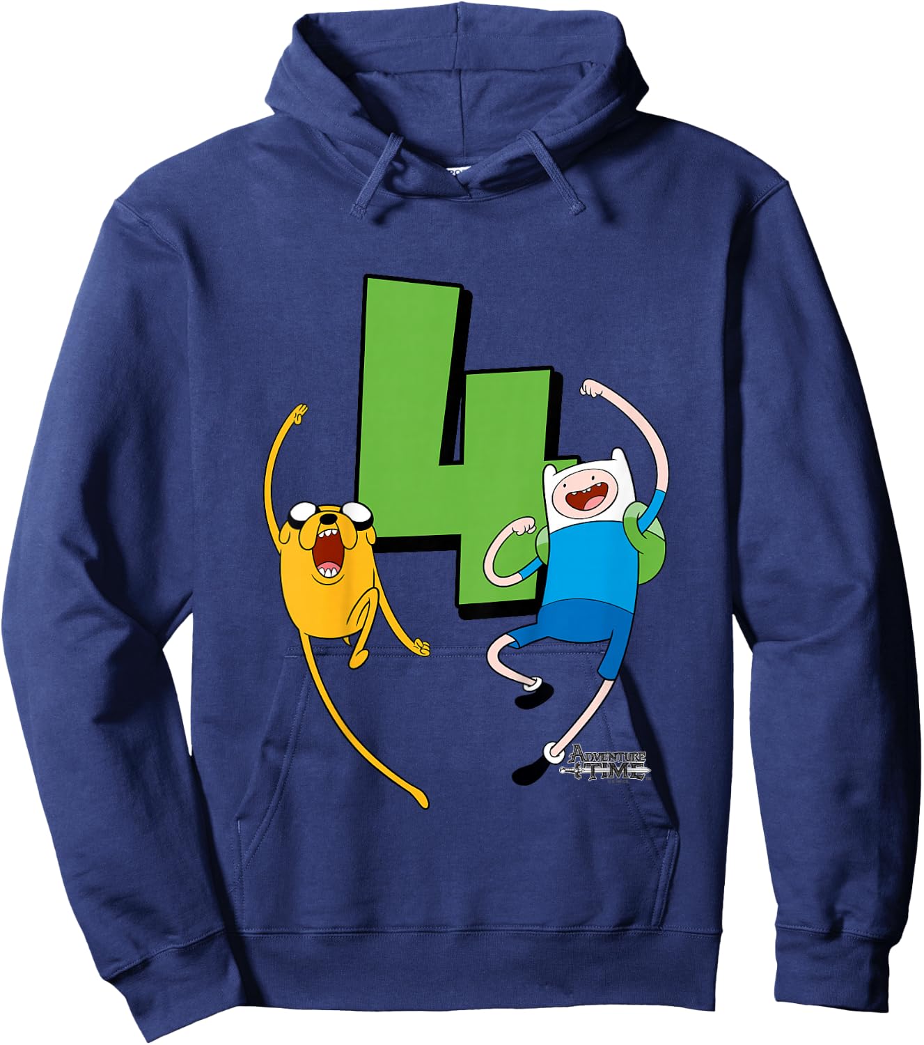 Kids Adventure Time Finn and Jake 4th Birthday Hoodie - Hoodie | Navy