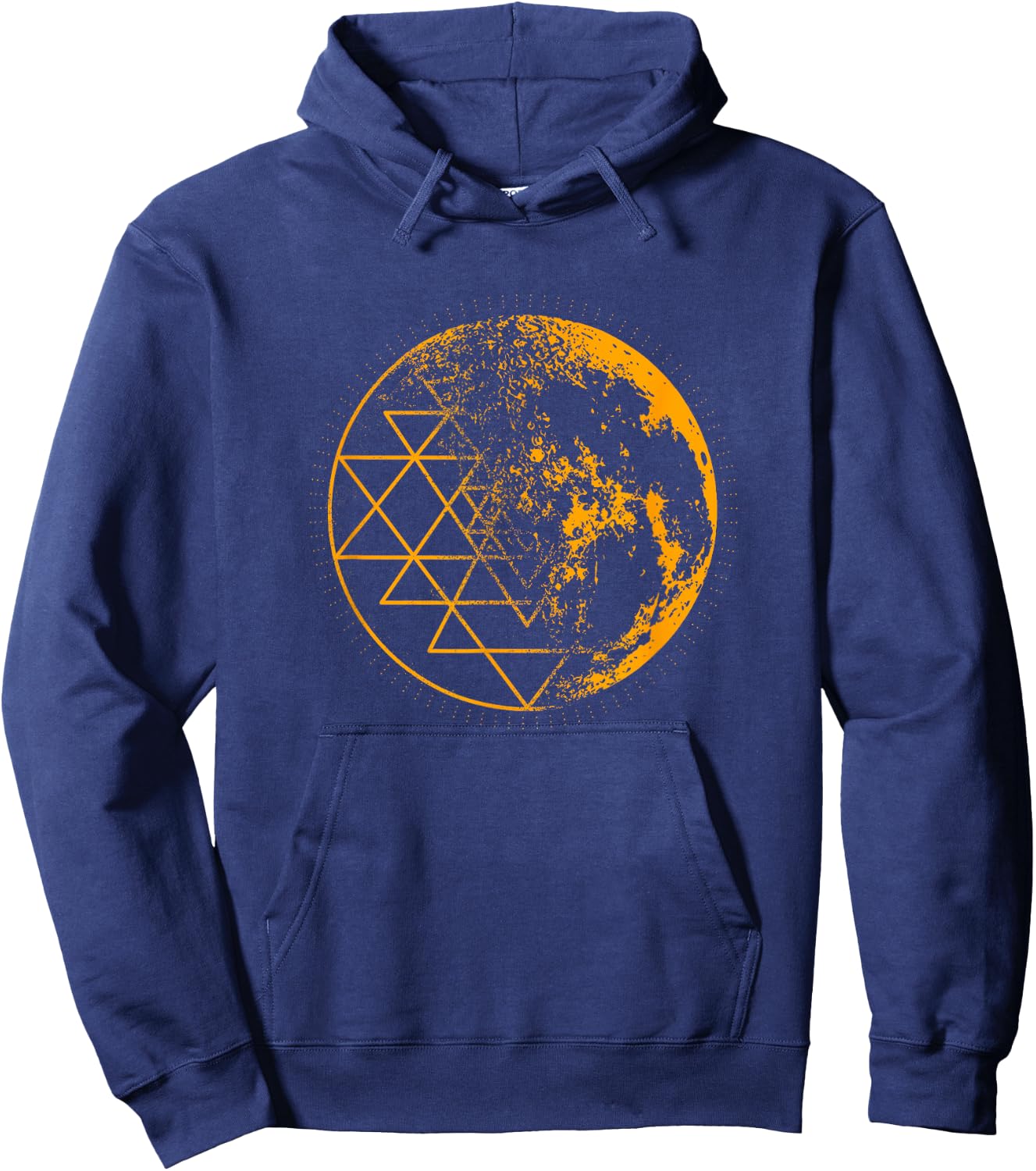 Metatron Cube Mandala Geometry Full Moon Hoodie - Hoodie | Navy
