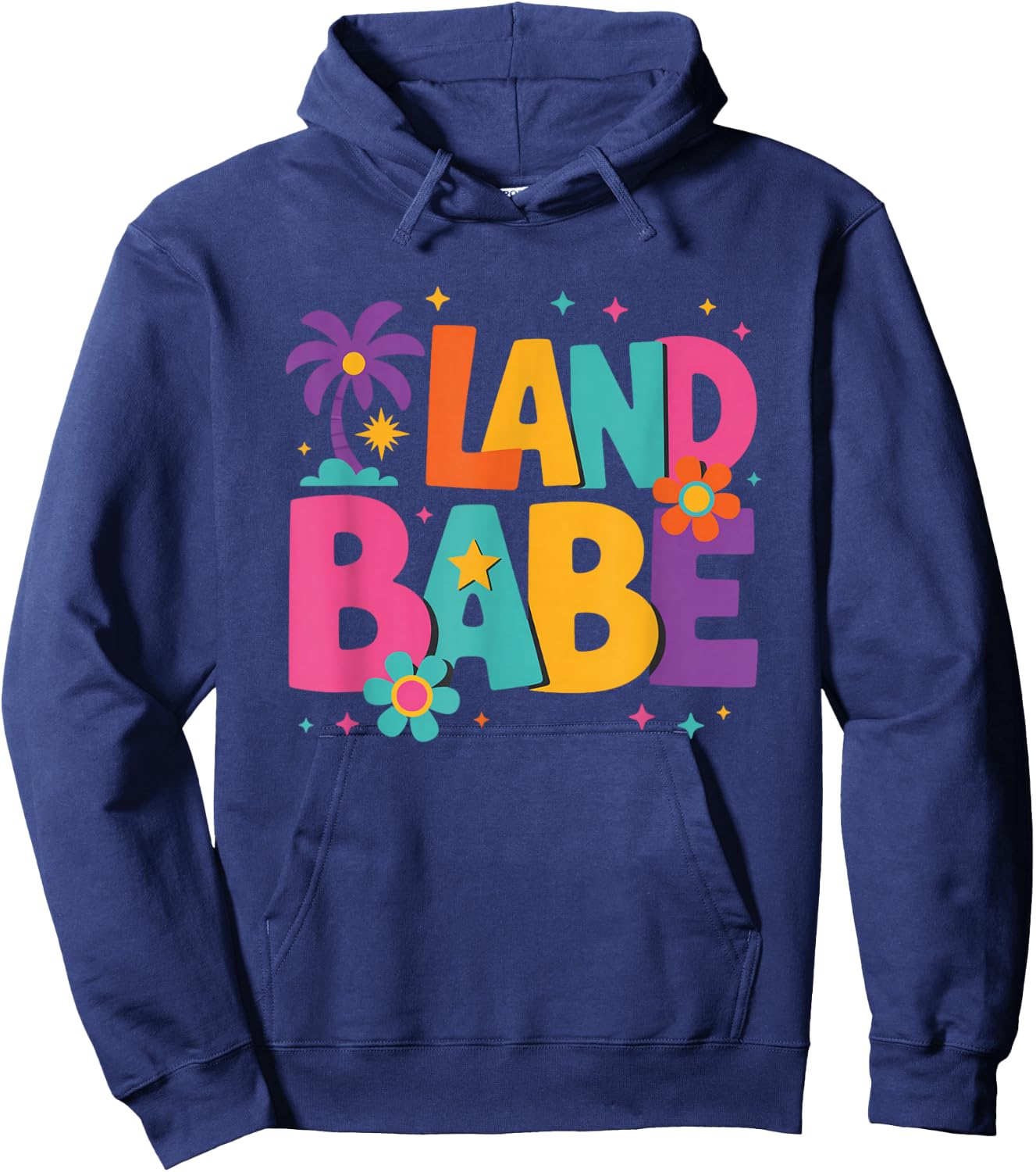 Land Babe Colorful Retro Groovy Design Hoodie - Hoodie | Navy