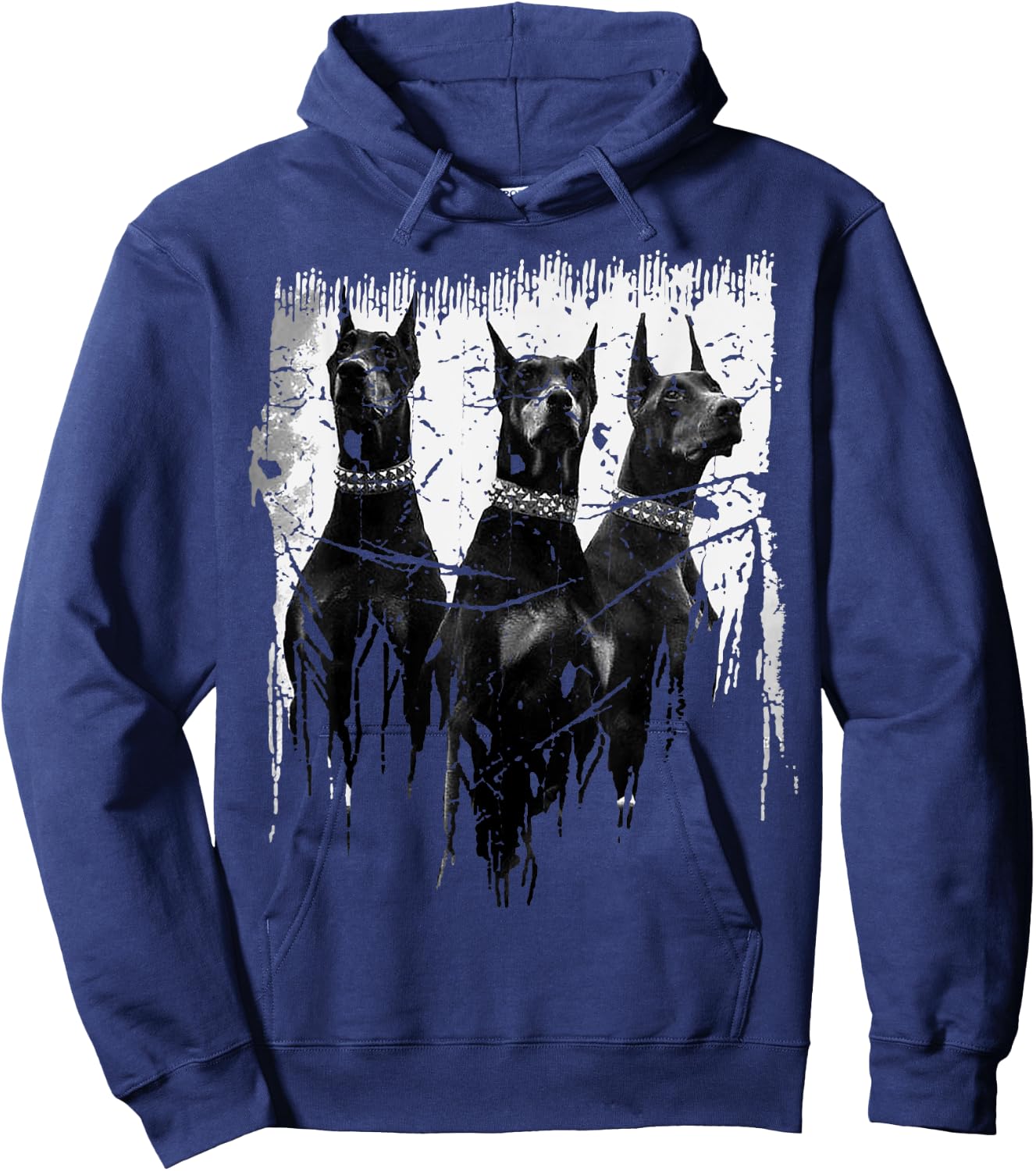Doberman Pinscher Black and White Dog Lovers Hoodie - Hoodie | Navy