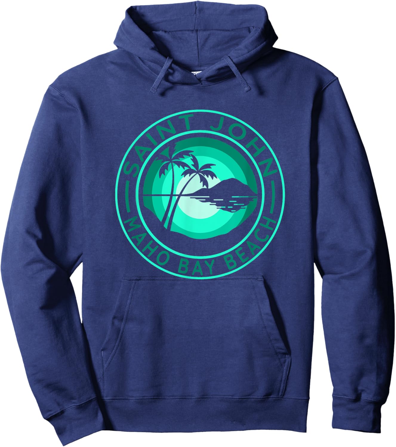 St. John - Maho Bay - Tropical Beach Scene Hoodie - Hoodie | Navy